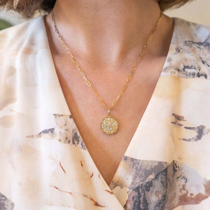 Yellow Gold Diamond Disc Pendant