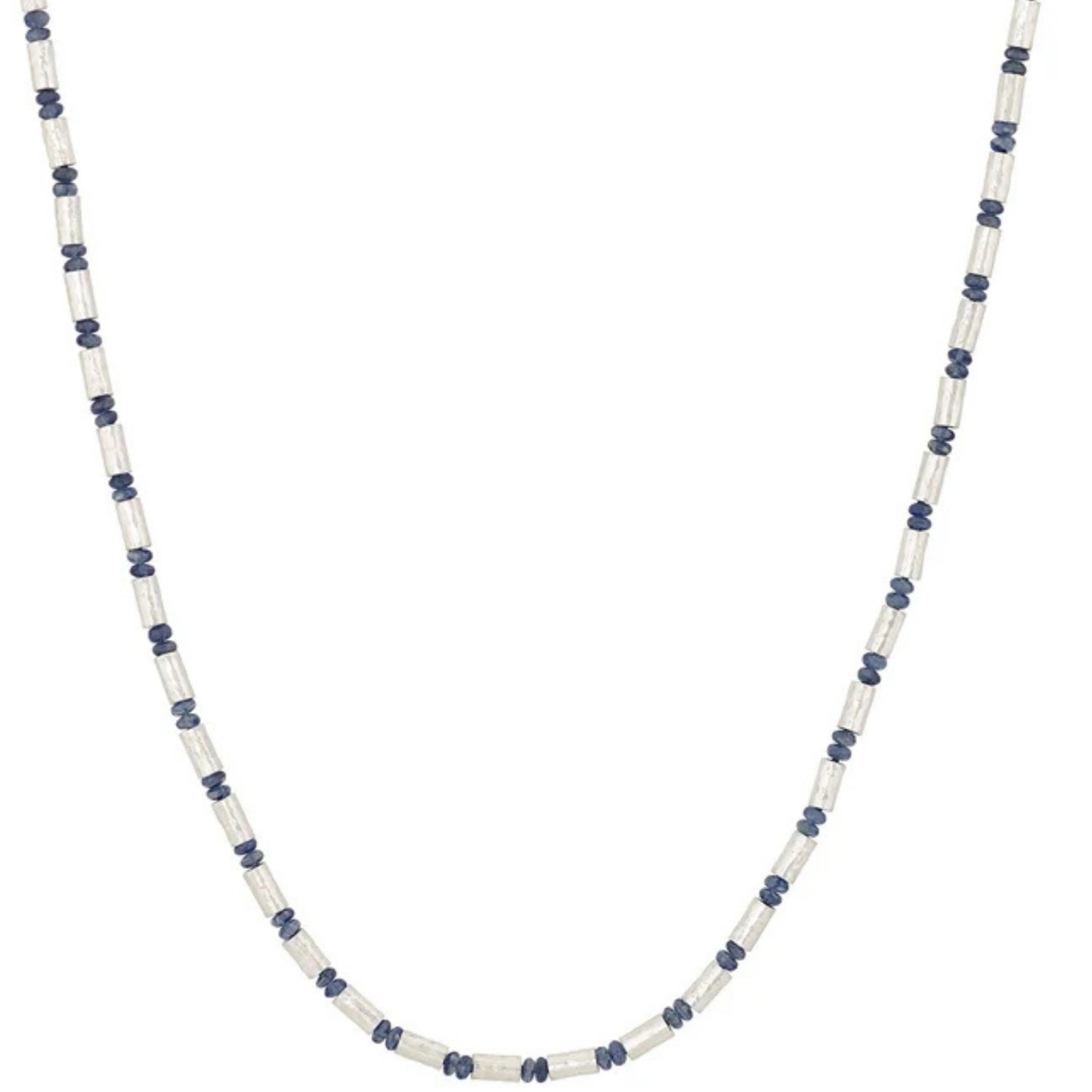 Silver Sapphire Beaded Necklace