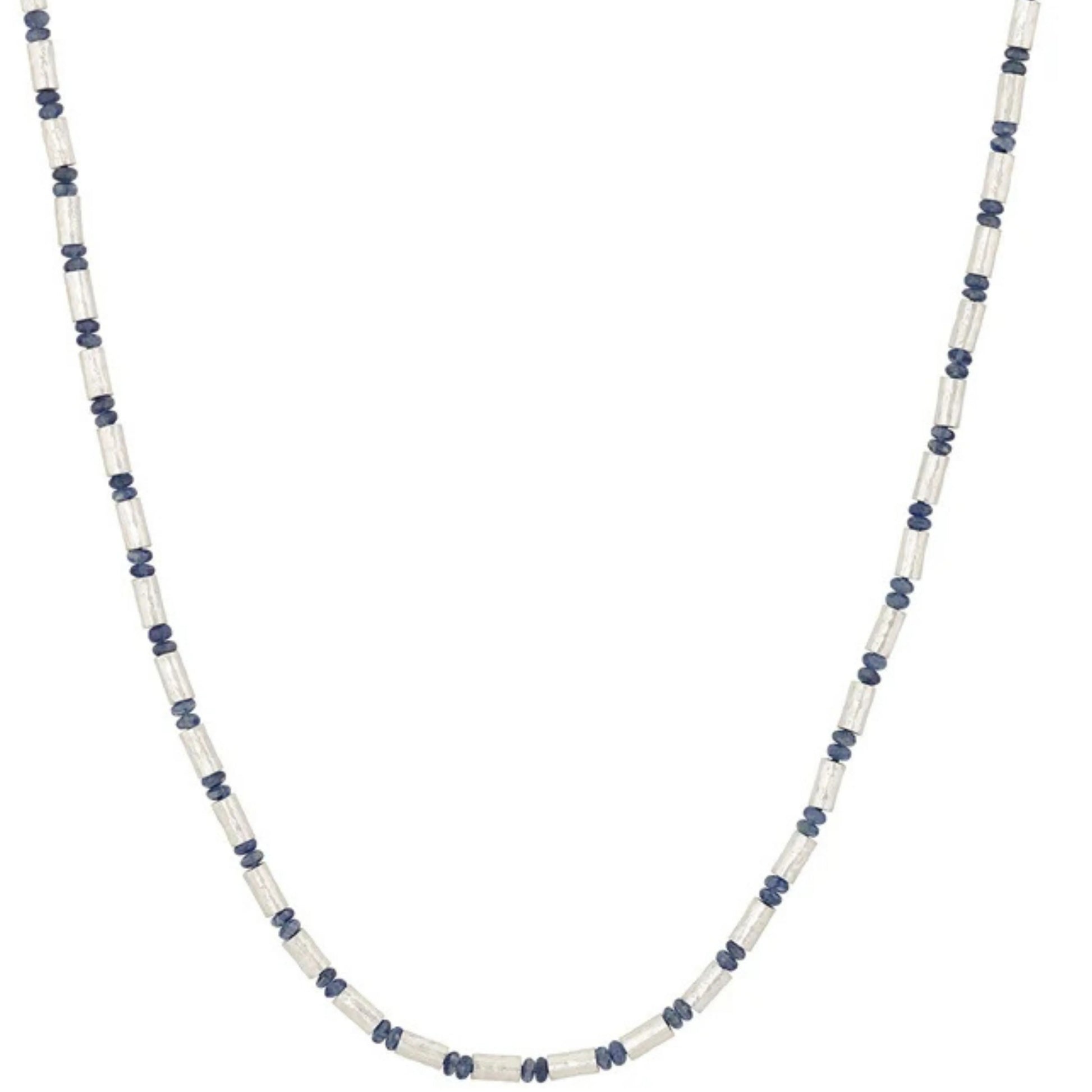 Silver Sapphire Beaded Necklace