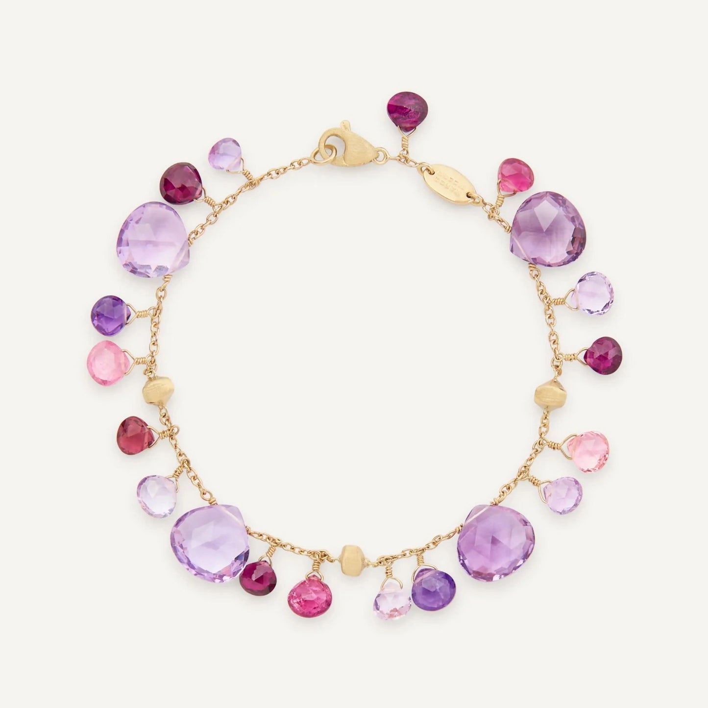 Yellow Gold Amethyst and Pink Tourmaline Bracelet