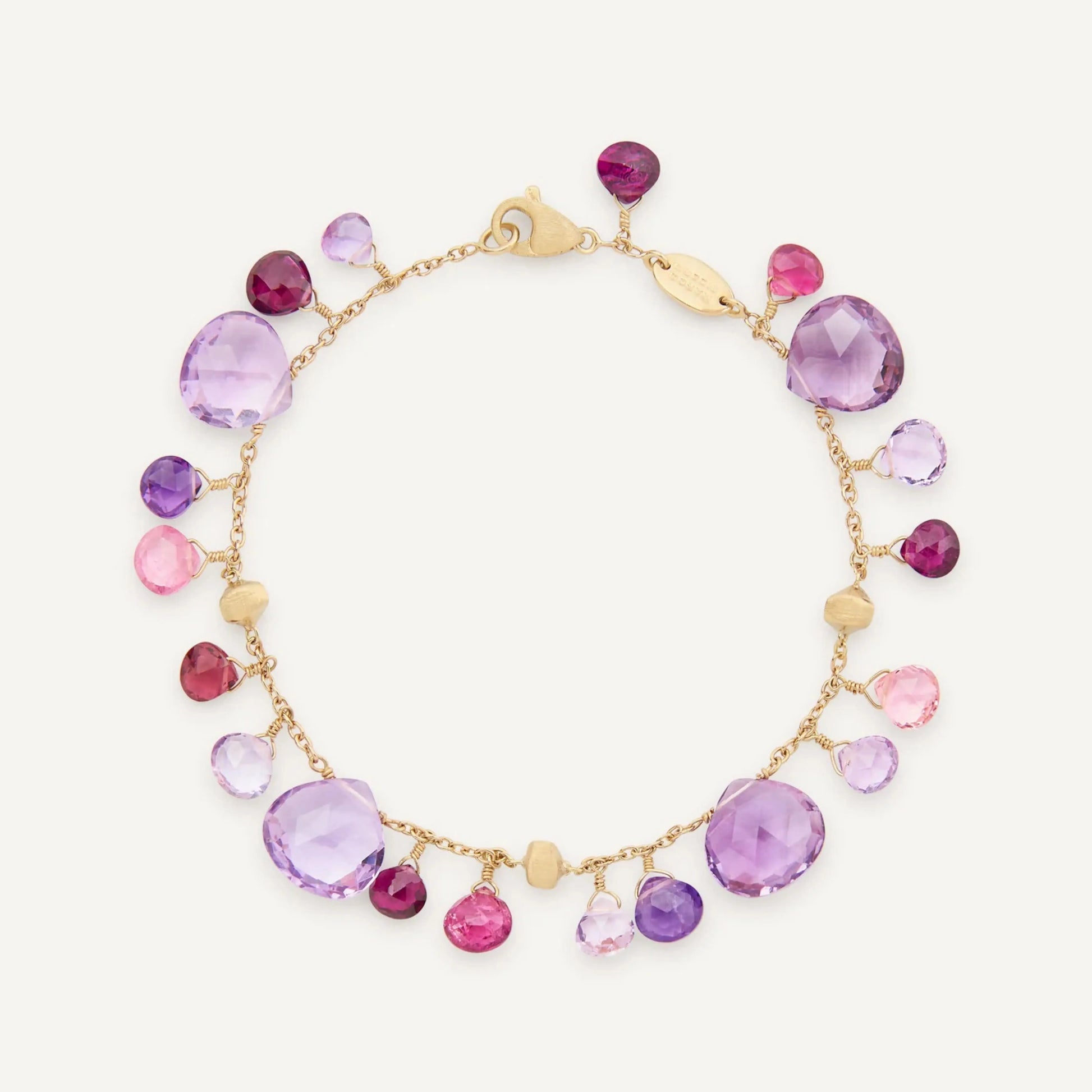 Yellow Gold Amethyst and Pink Tourmaline Bracelet