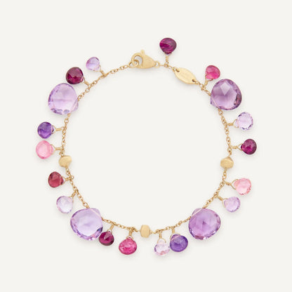 Yellow Gold Amethyst and Pink Tourmaline Bracelet