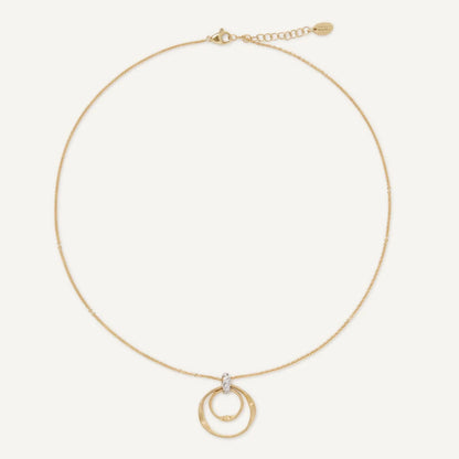 Coil Circle Pendant Necklace with Diamonds