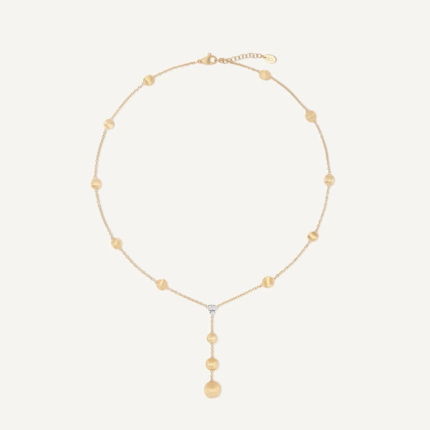 Yellow Gold Lariat Necklace with Diamonds