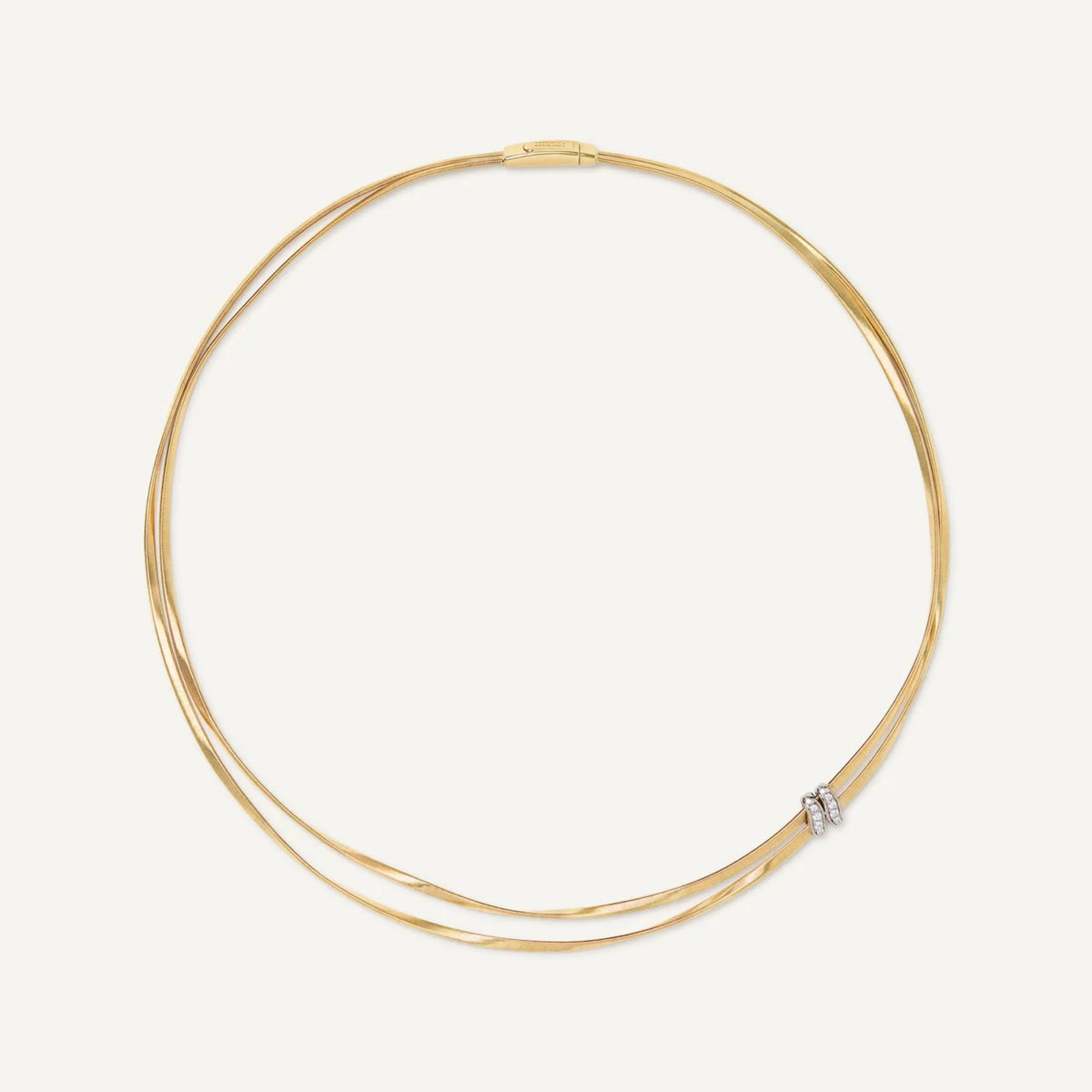 Two Strand Coil Necklace with Diamond Stations
