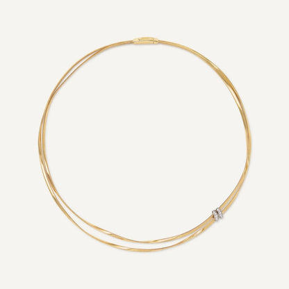 Two Strand Coil Necklace with Diamond Stations