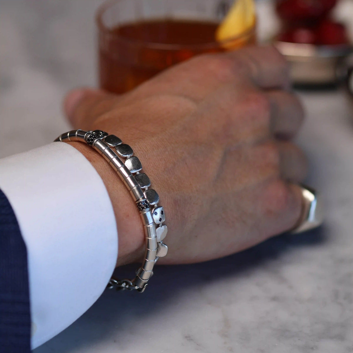 Silver Black Diamond All Around Bracelet