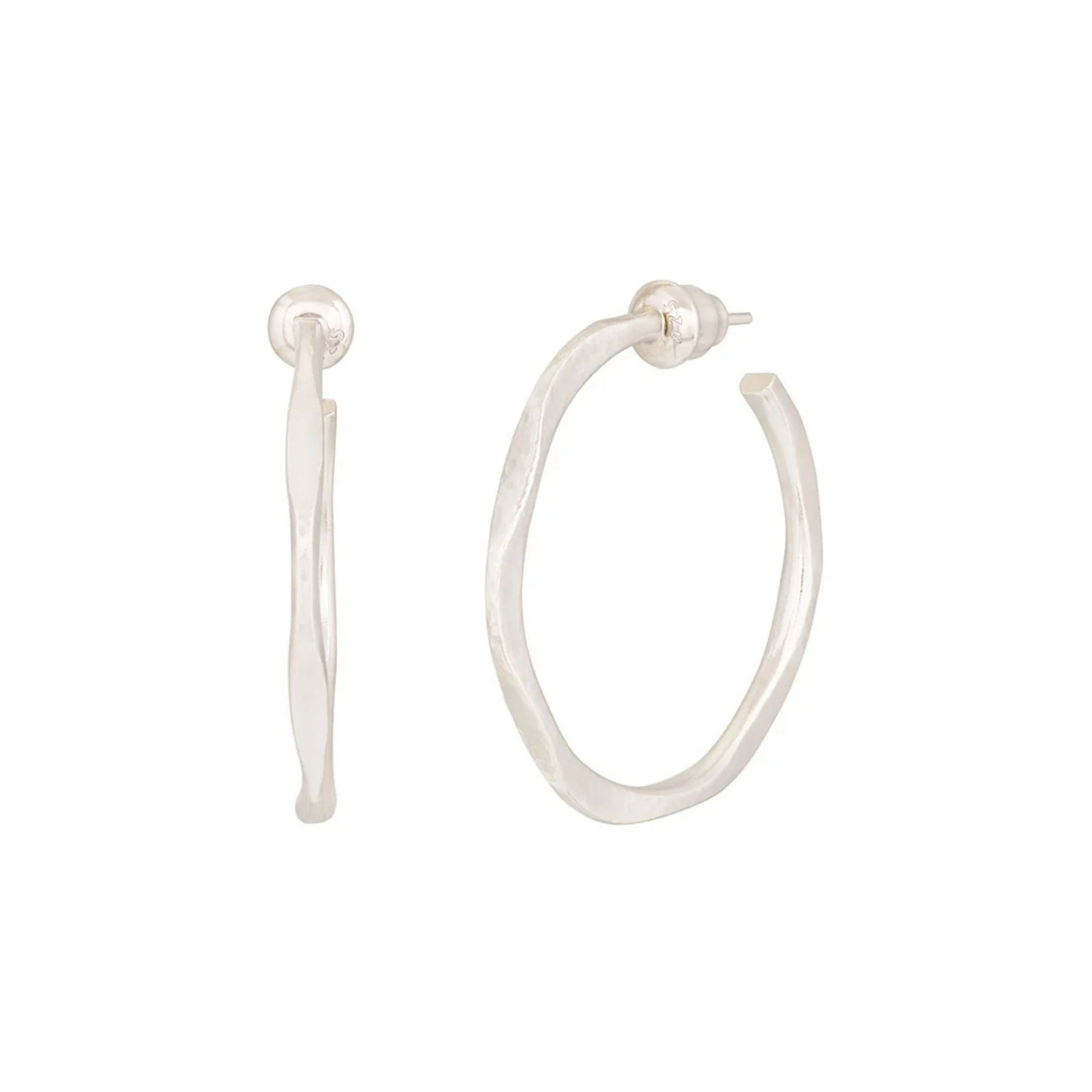 Silver Post Hoop Earrings