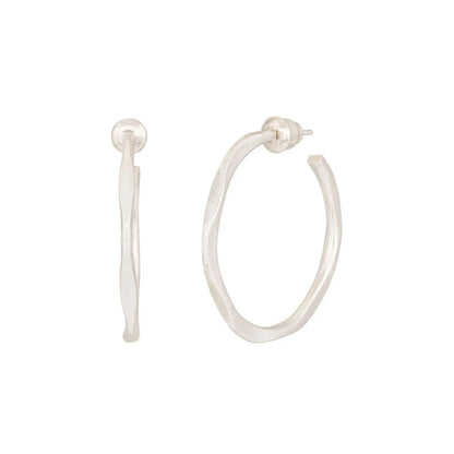 Silver Post Hoop Earrings