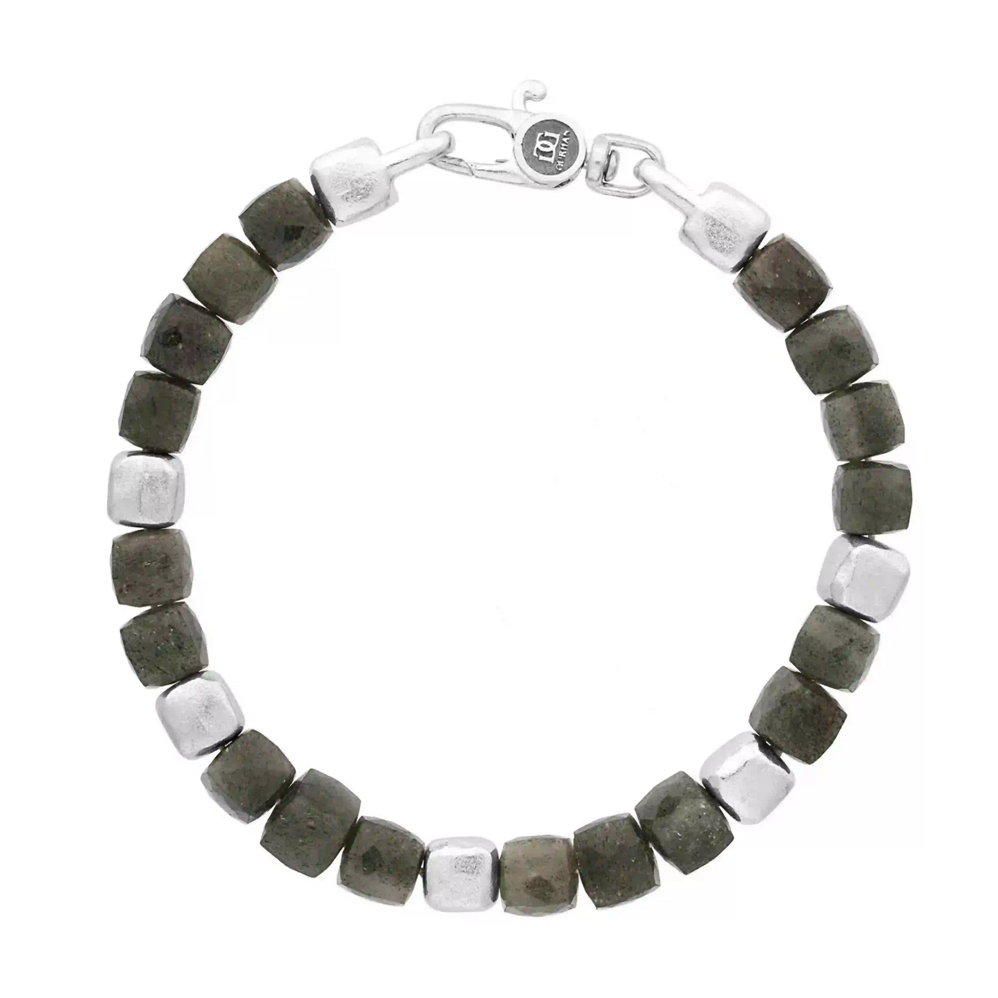 Sterling Silver Vessonite Beaded Bracelet