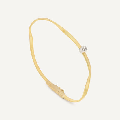 Yellow Gold Coil Bangle with Diamond