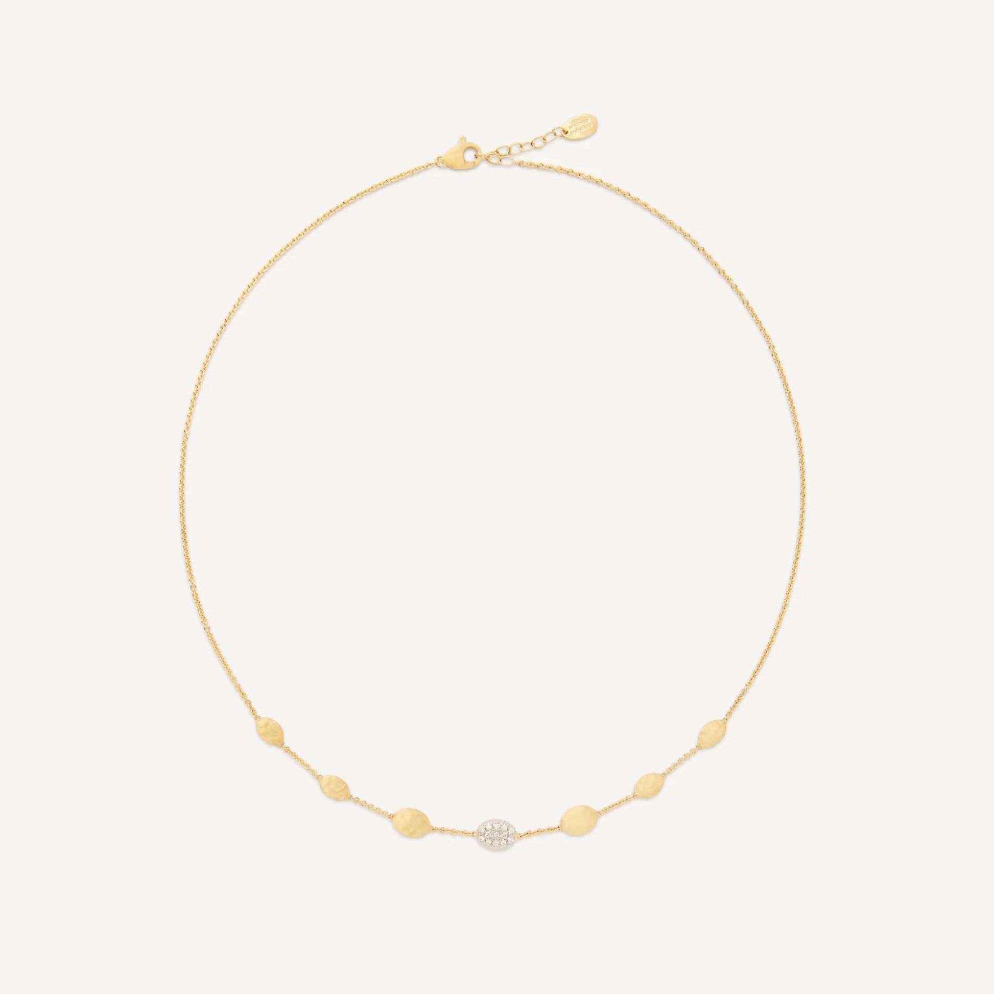 Yellow Gold Station Necklace with Diamonds