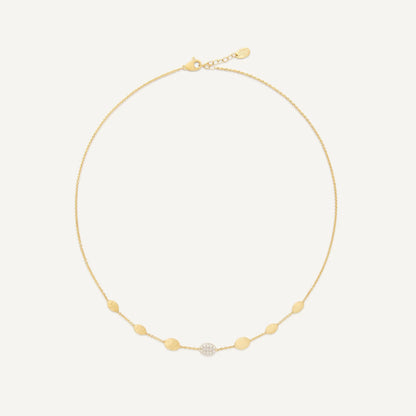 Yellow Gold Station Necklace with Diamonds