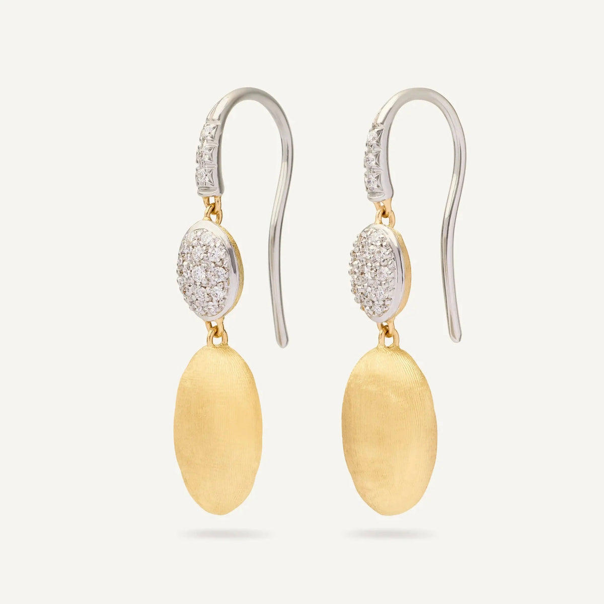 Yellow Gold Hook Earrings with Diamond Accent