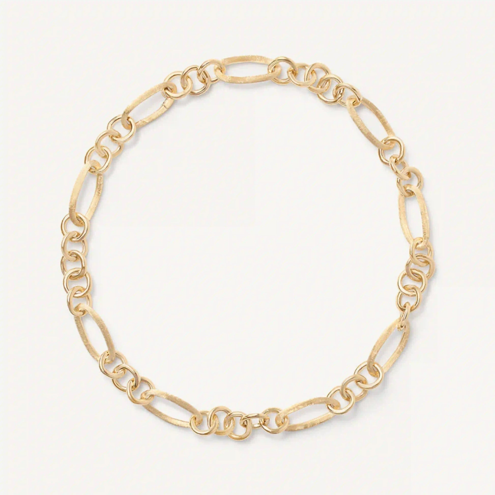 Gold Engraved & Polished Link Necklace