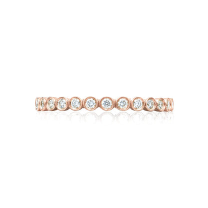 Round Bezel Droplet Wedding Band with Diamond