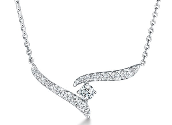 White Gold Vela Crossover Diamond Pendant Necklace 