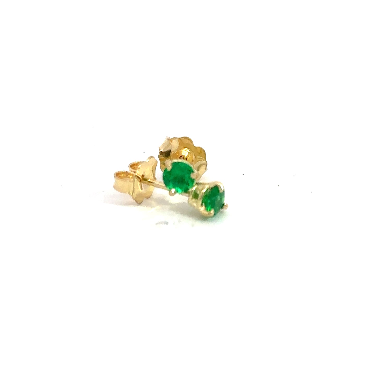  Round Emerald Stud Earrings