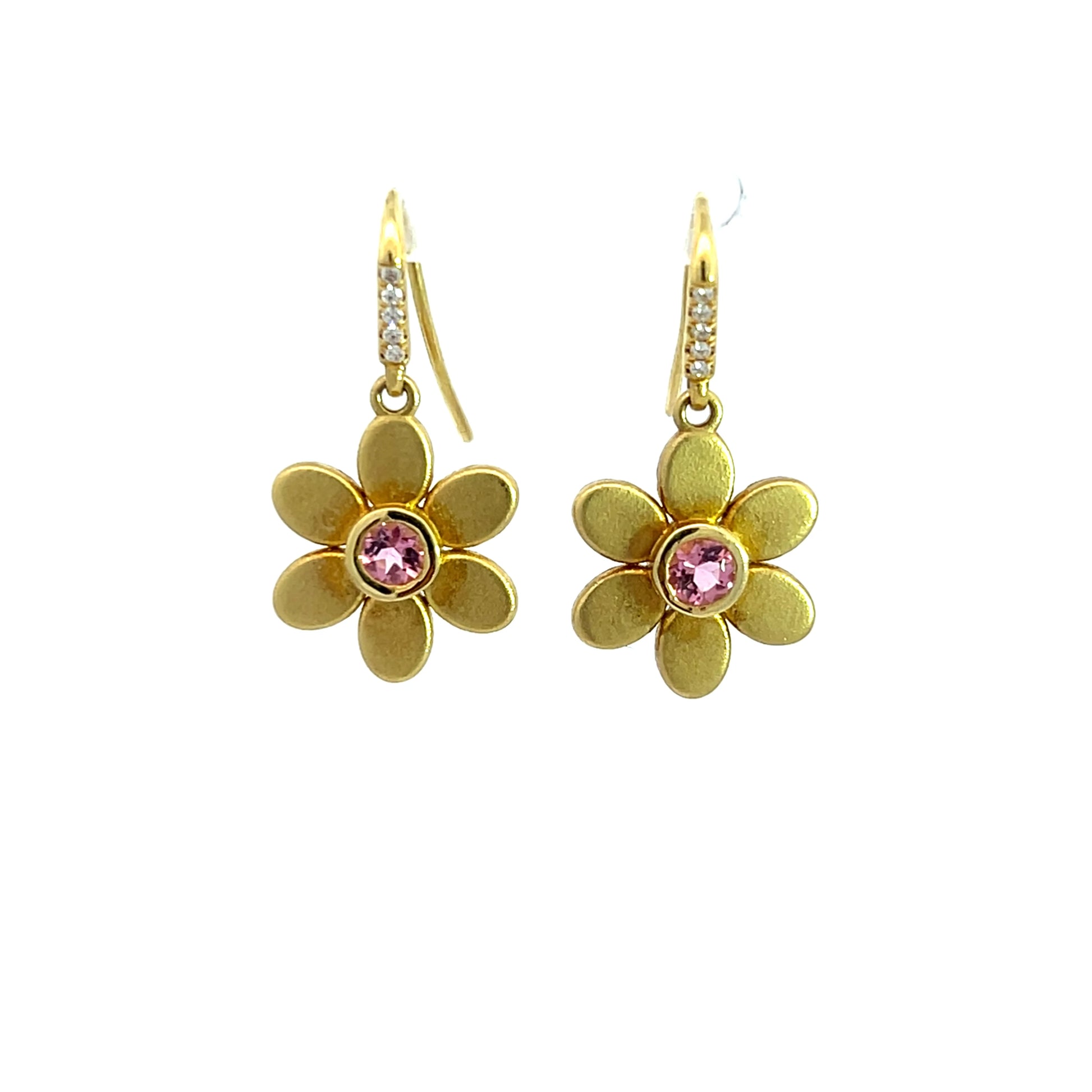 Pink Tourmaline Daisy Earrings