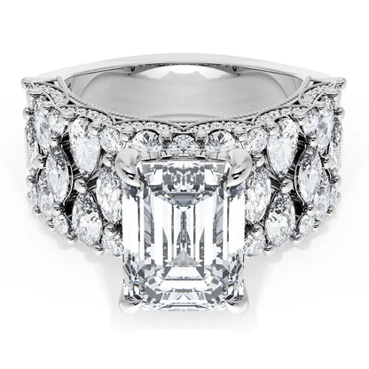 Tacori Classic Crescent | Emerald Solitaire Engagement Ring w/ North South Marquise & Pear Band