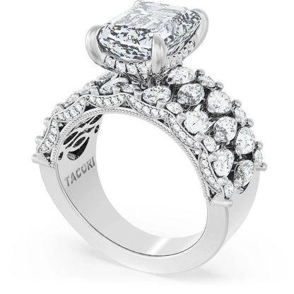 Tacori Classic Crescent | Emerald Solitaire Engagement Ring w/ North South Marquise & Pear Band