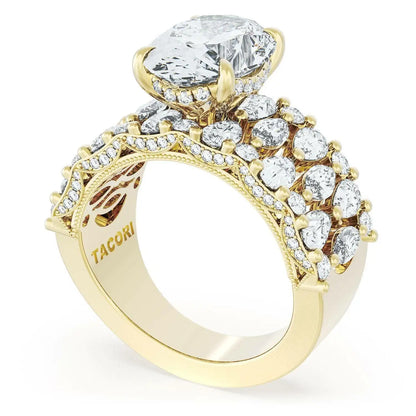 Tacori Classic Crescent | Oval Solitaire Engagement Ring w/ North South Marquise & Pear Band