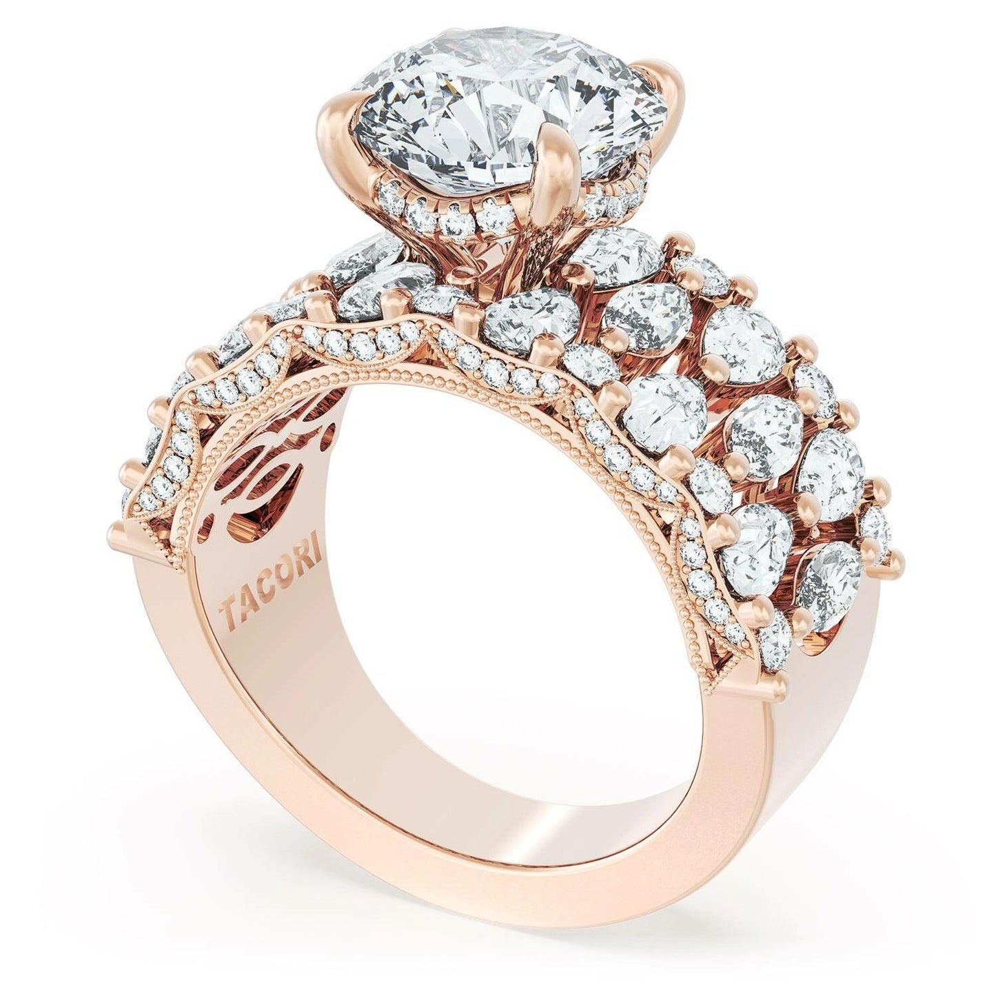 Tacori Classic Crescent | Round Solitaire Engagement Ring w/ North South Marquise & Pear Band