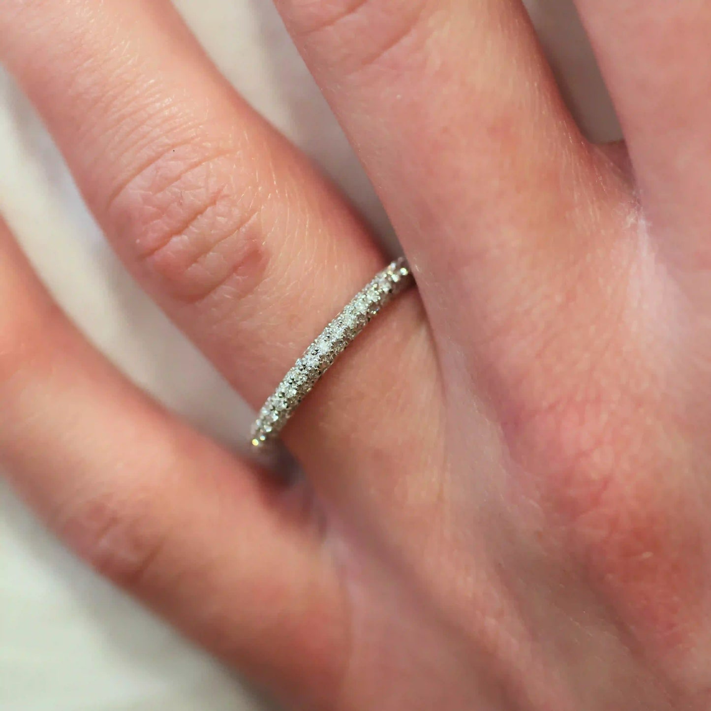 French Pavé Diamond Wedding Band