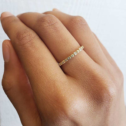 Princess Cut and Round Diamond Band