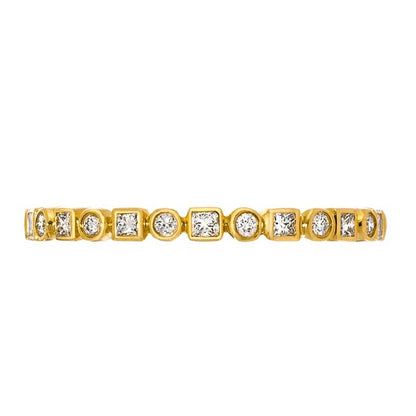 Princess Cut and Round Diamond Band