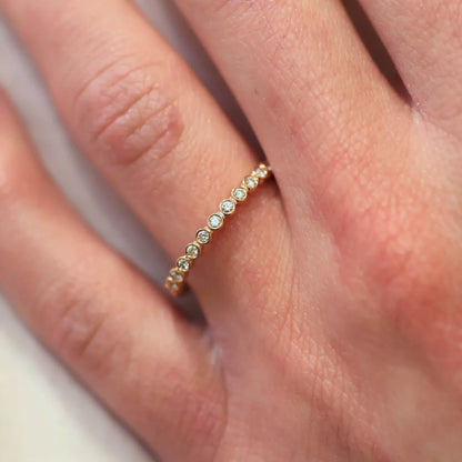 Round Bezel Droplet Wedding Band with Diamond
