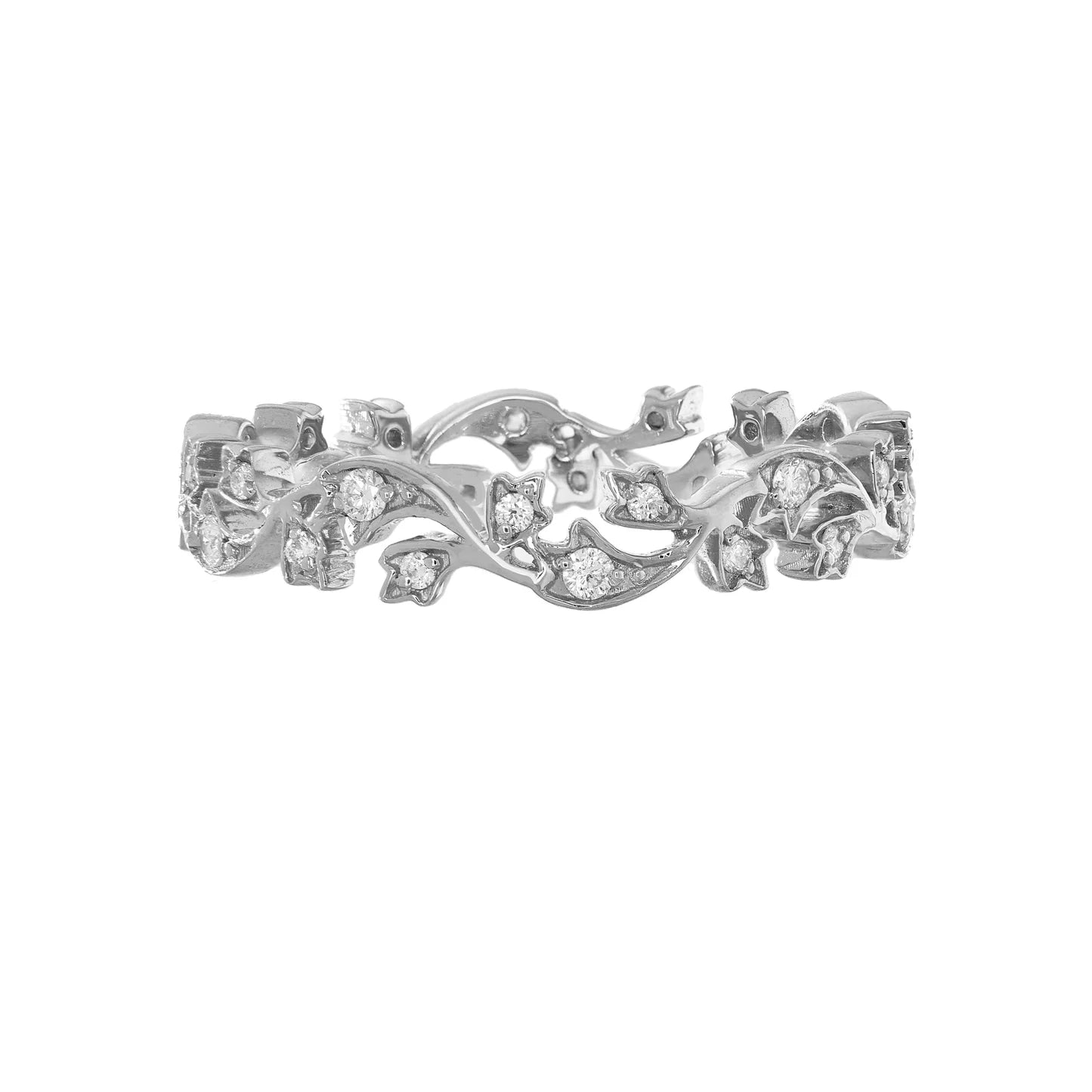 Floral White Diamond Band