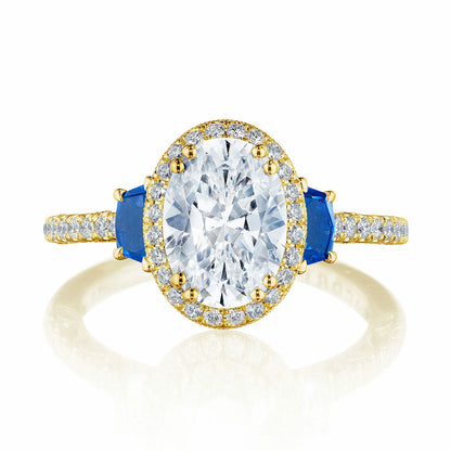 Tacori Dantela | Oval 3-Stone Engagement Ring with Blue Sapphires