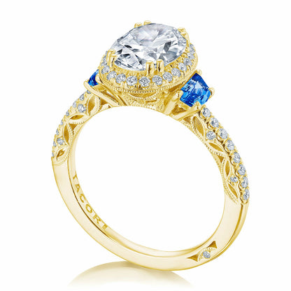 Tacori Dantela | Oval 3-Stone Engagement Ring with Blue Sapphires