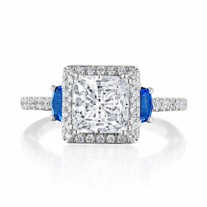 Tacori Dantela | Princess 3-Stone Engagement Ring with Blue Sapphires