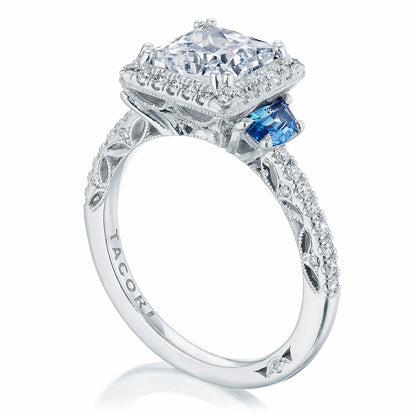 Tacori Dantela | Princess 3-Stone Engagement Ring with Blue Sapphires