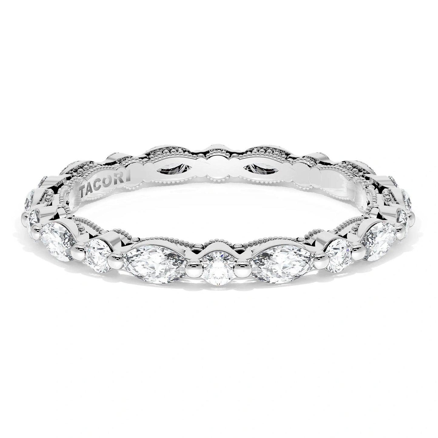 Marquise and Round Diamond Wedding Band