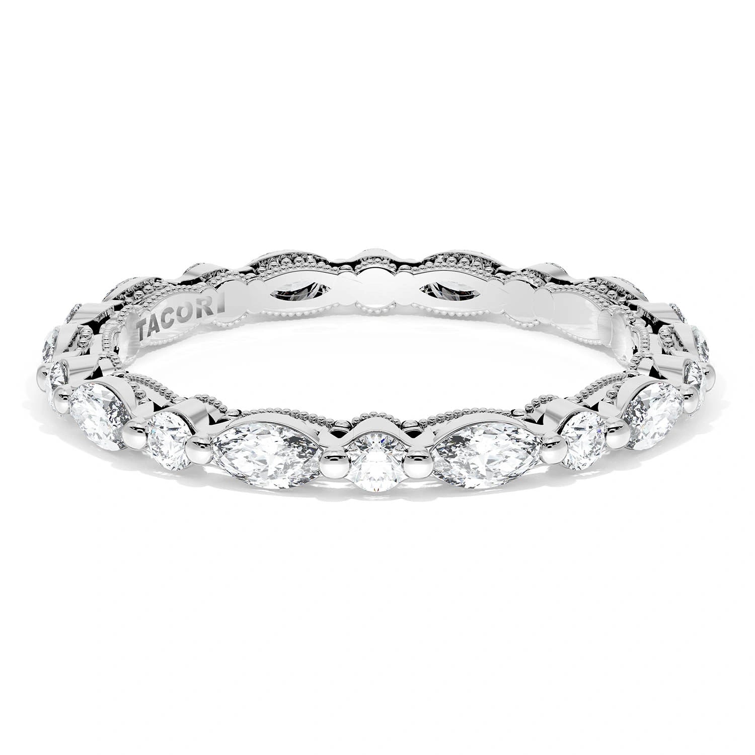 Marquise and Round Diamond Wedding Band