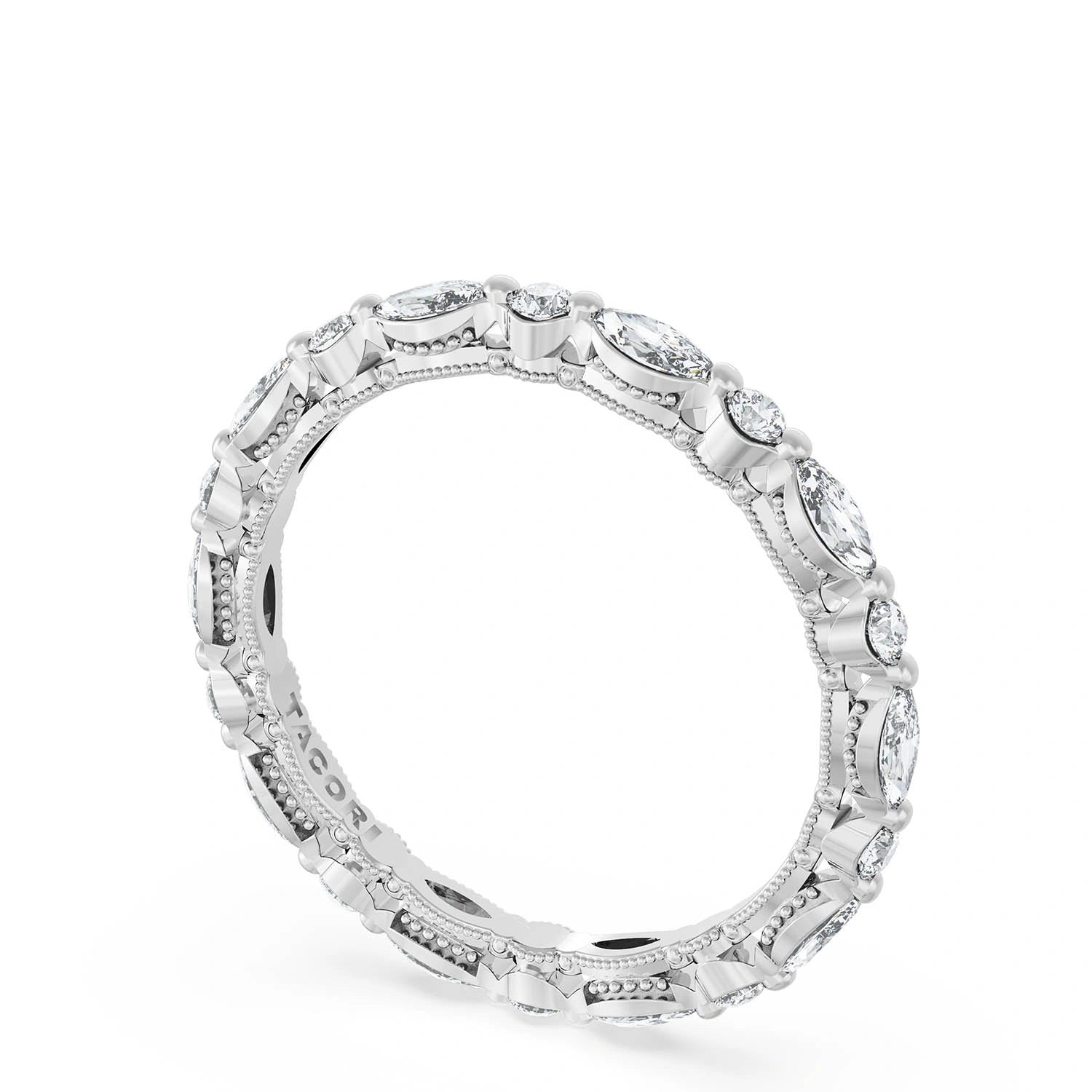 Marquise and Round Diamond Wedding Band