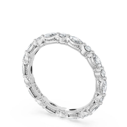 Marquise and Round Diamond Wedding Band