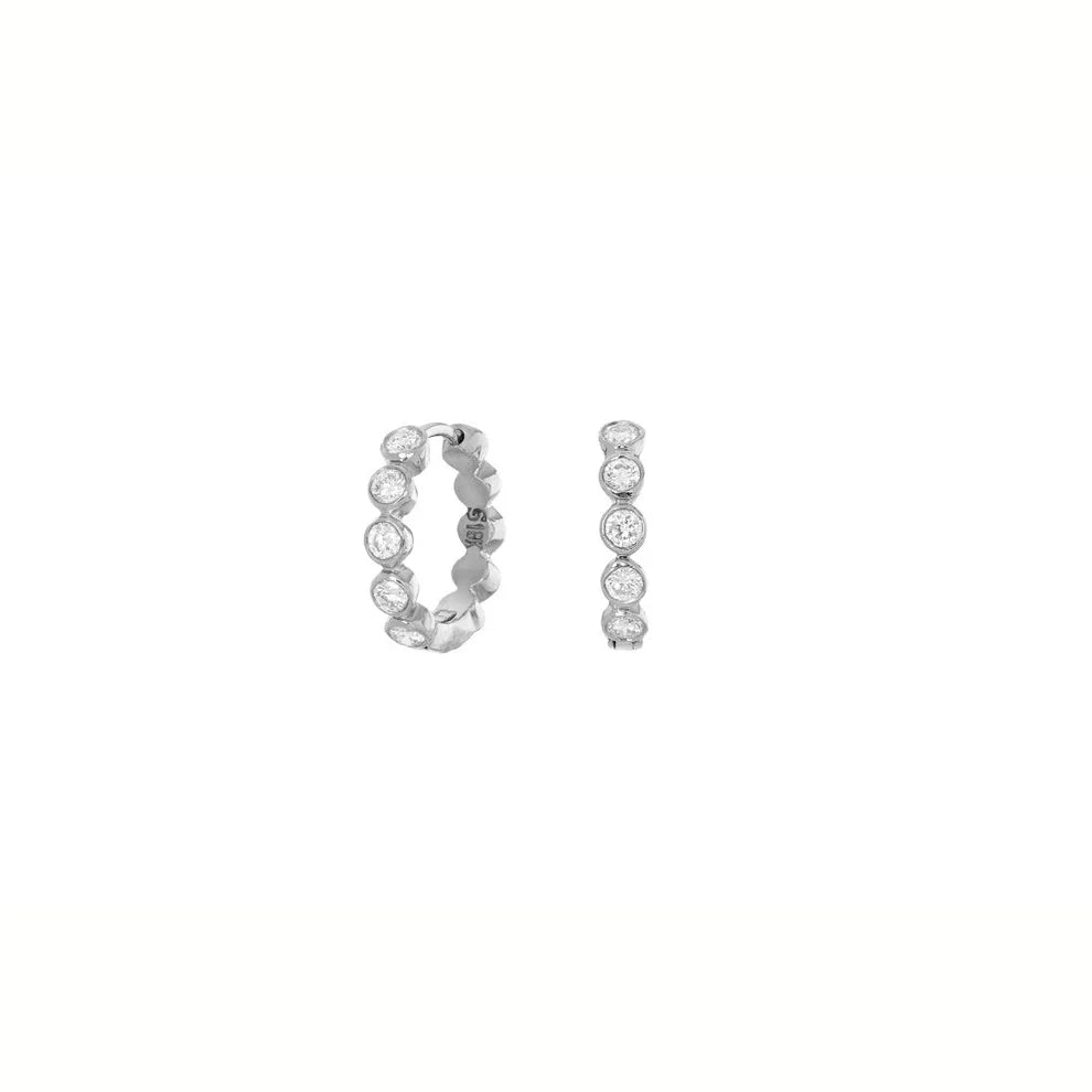 Bezel White Diamond Huggies