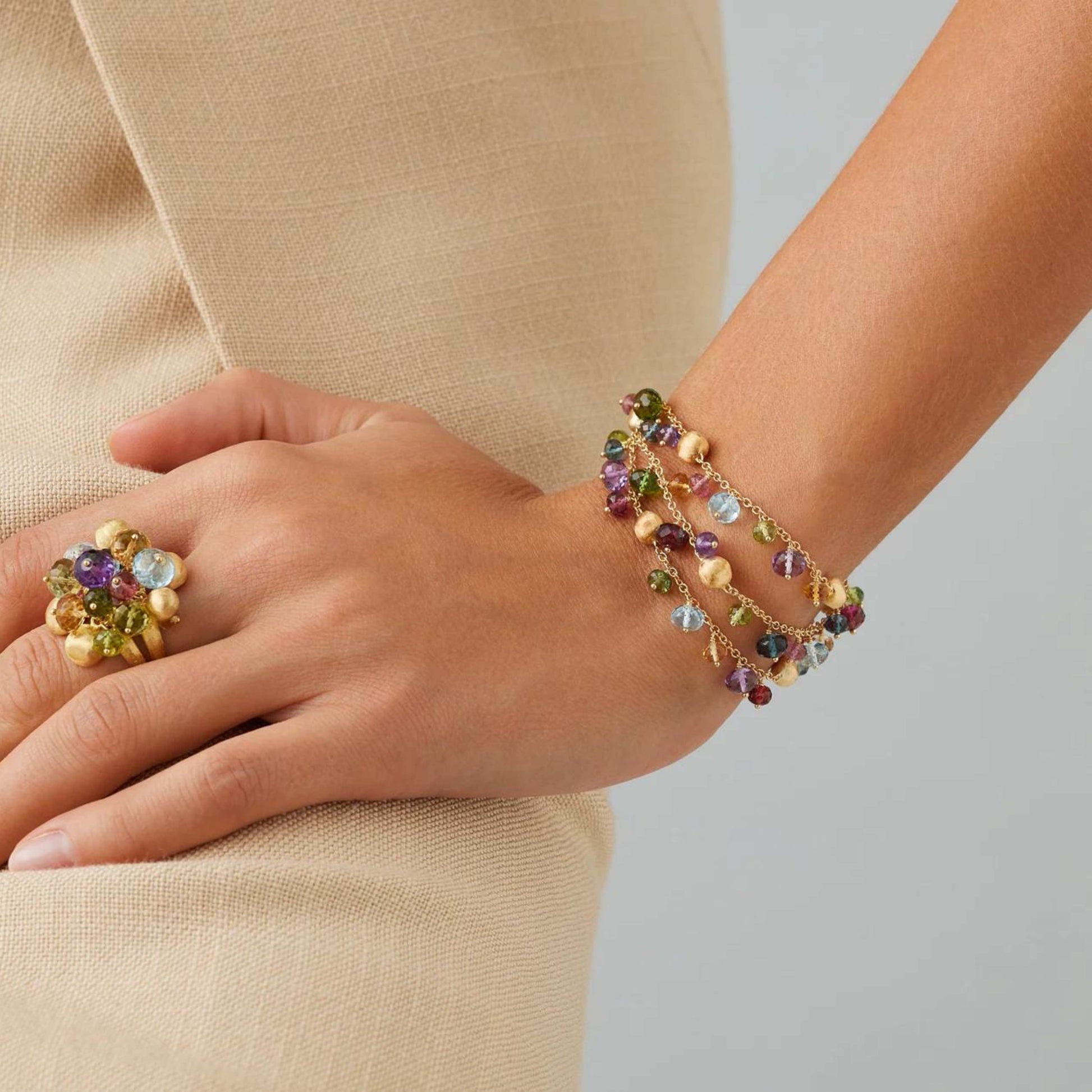 3-Strand Mixed Gemstone Bracelet