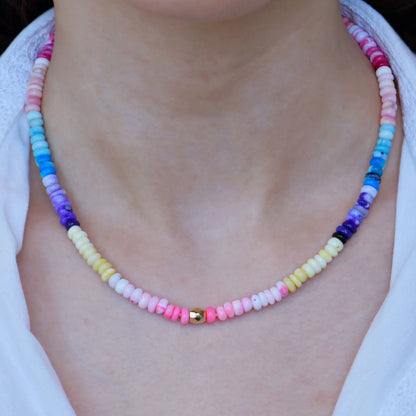  Multicolor Opal Rondelle Necklace