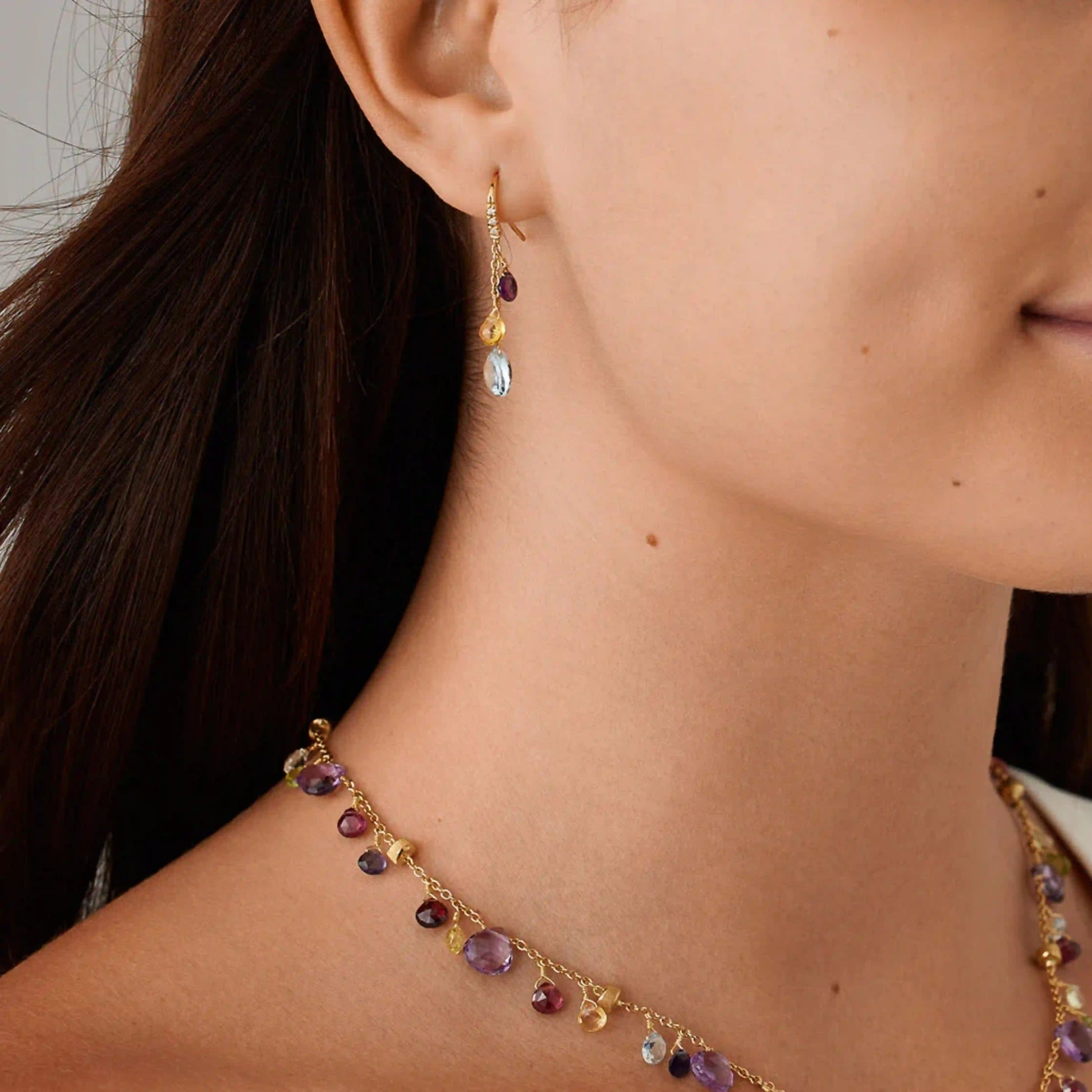 Gold and Topaz Drop Earrings