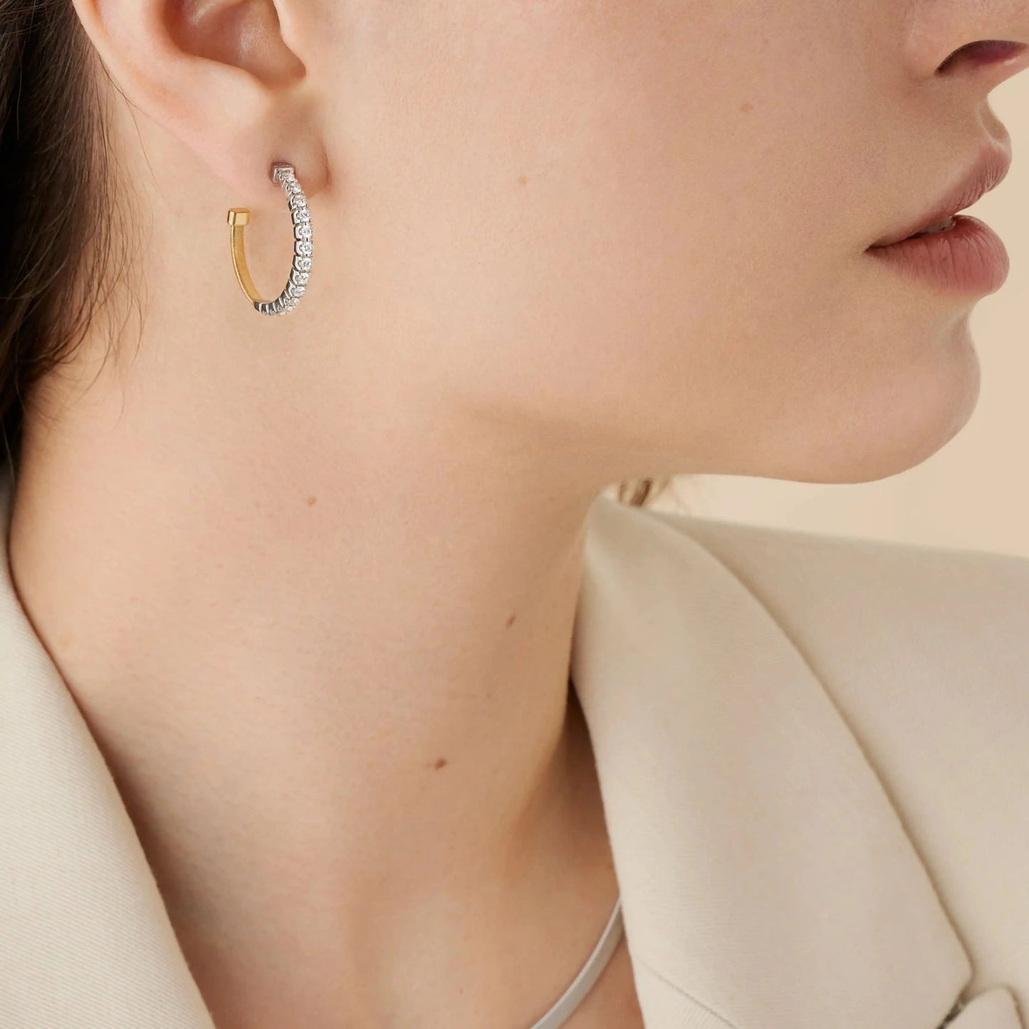 Yellow Gold Hoop Diamond Earrings