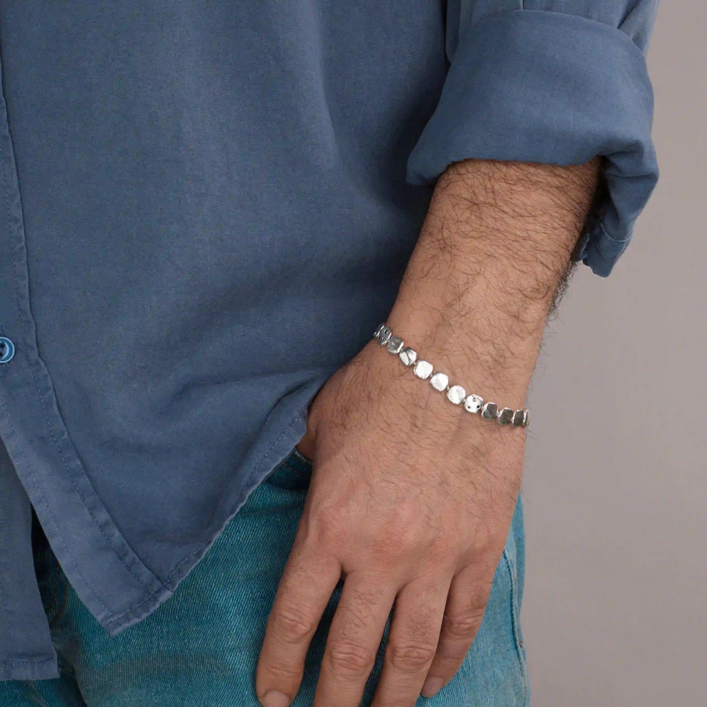 Silver Black Diamond All Around Bracelet