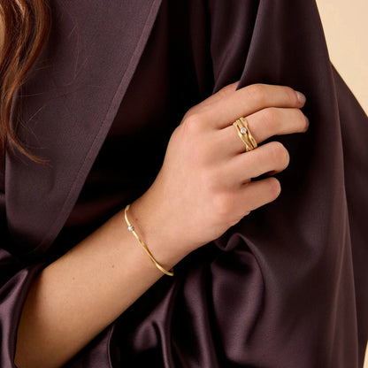 Yellow Gold Coil Bangle with Diamond