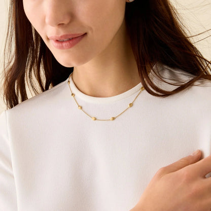 Yellow Gold Short Necklace with Small Bean