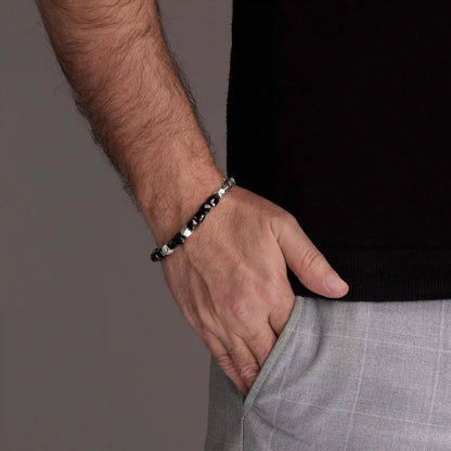 Silver Onyx Beaded Bracelet