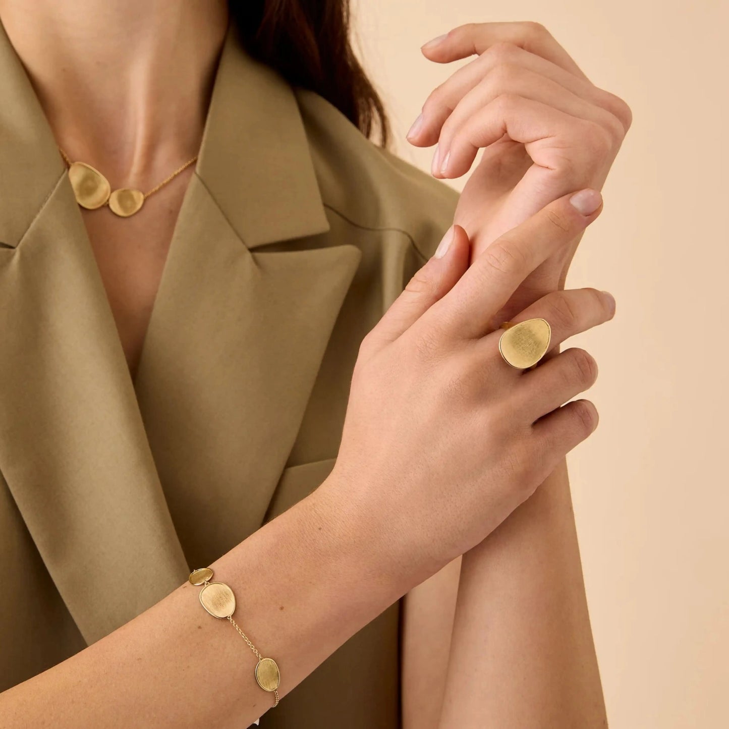 Yellow Gold Petal Station Bracelet 